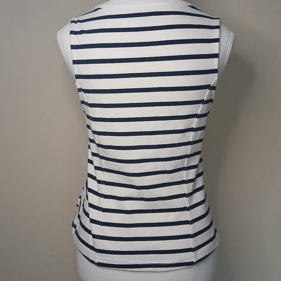 Anthropologie X Postcard Nautical Peplum Tank Blue & White Striped Size Small - Picture 4 of 8